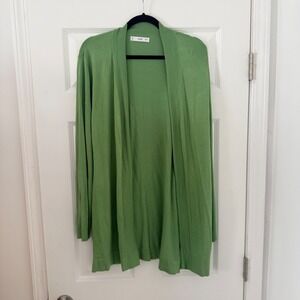 Mango MNG Green Open Front Long Sleeve Lightweight Knit Cardigan Womens Large